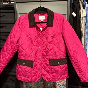 Charter Club Pink and Brown Utility Jacket Quilted Design